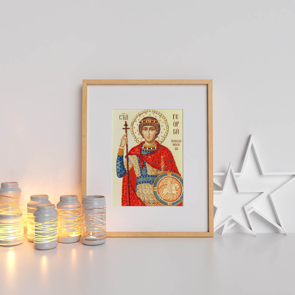 Kreuzstich - Ikone des Heiligen Georg | 15x15 cm - Diy - Fadenkunst