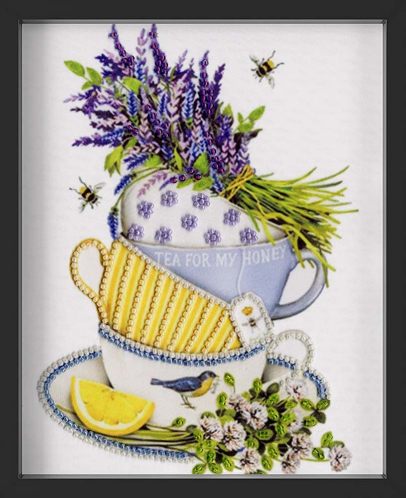 Kreuzstich - Lavendel Tee | 20x20 cm - Diy - Fadenkunst