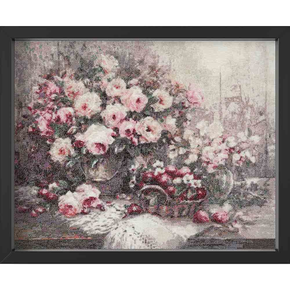 Kreuzstich - Rosa Provence | 35x40 cm - Diy - Fadenkunst