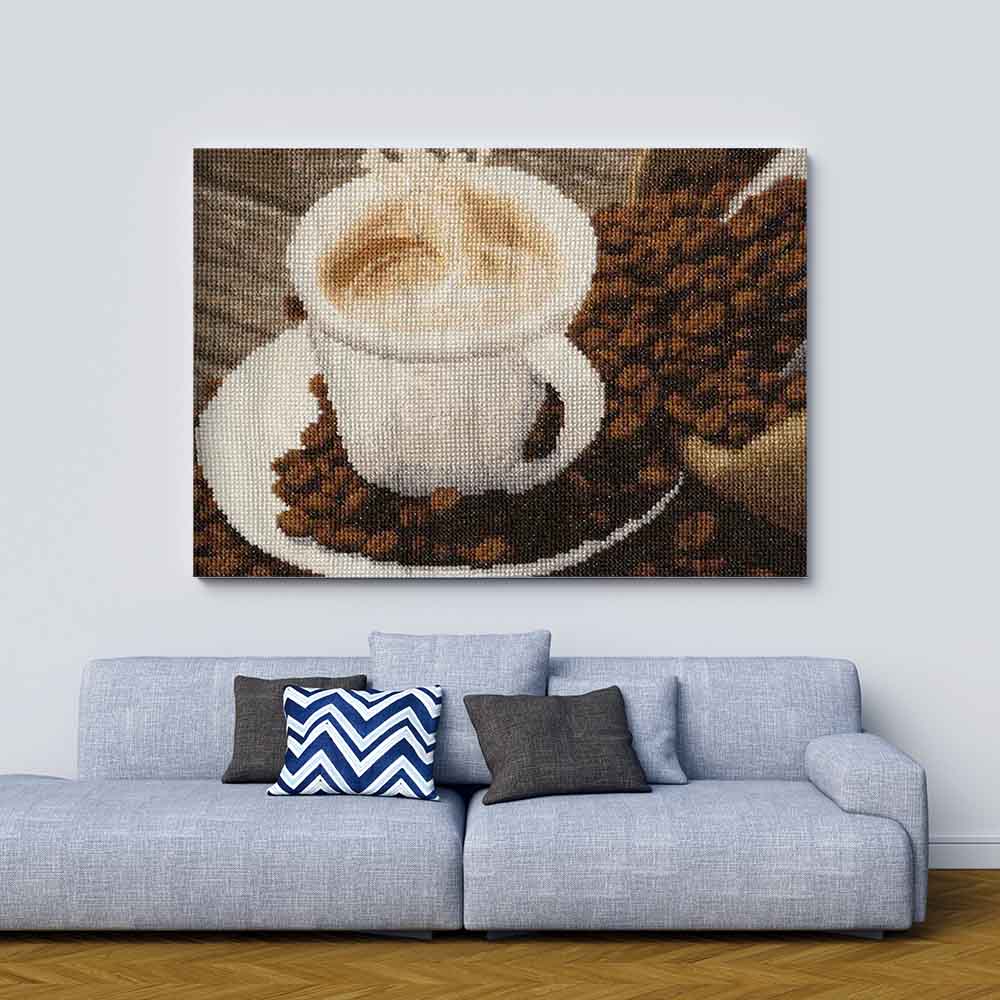 Kreuzstich - Aromatischer Kaffee | 20x25 cm - Diy - Fadenkunst