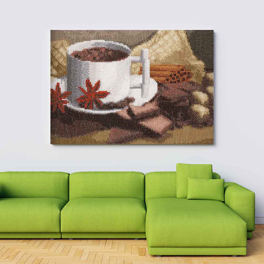 Kreuzstich - Heiße Schokolade | 20x25 cm - Diy - Fadenkunst