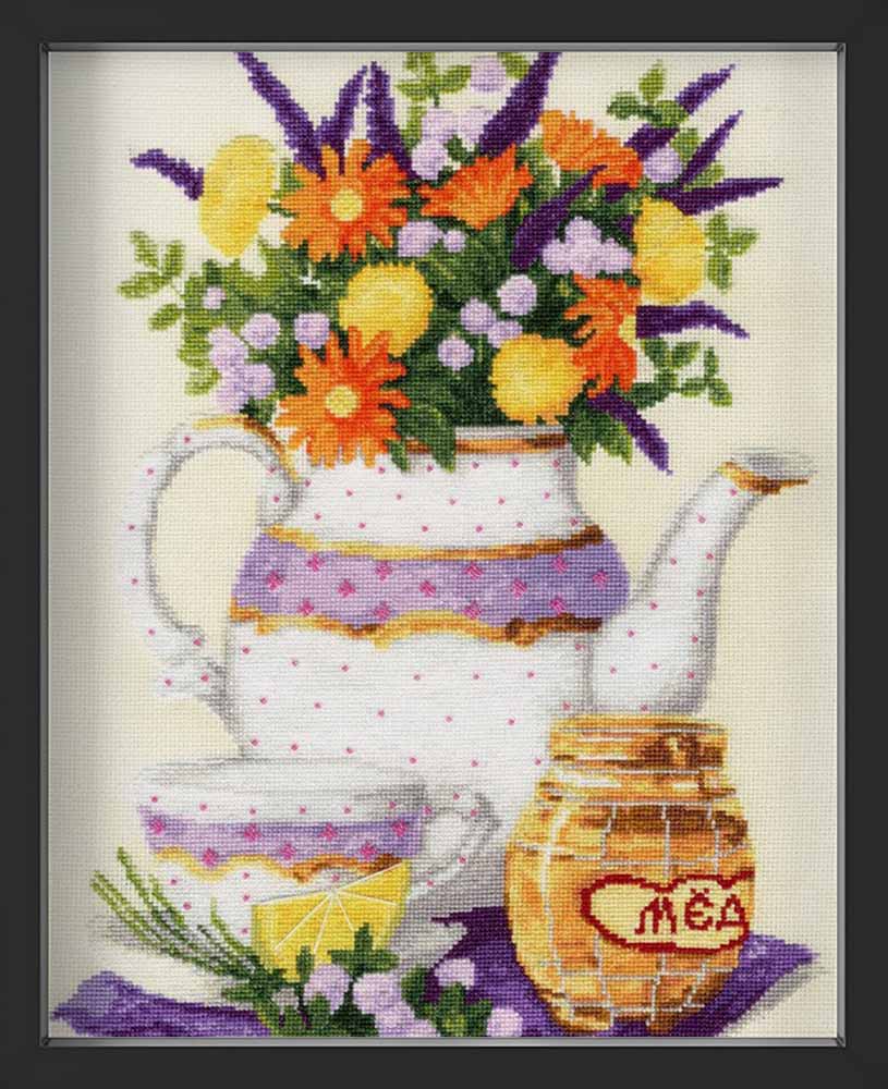 Kreuzstich - Lavendel und Honig | 40x30 cm - Diy - Fadenkunst