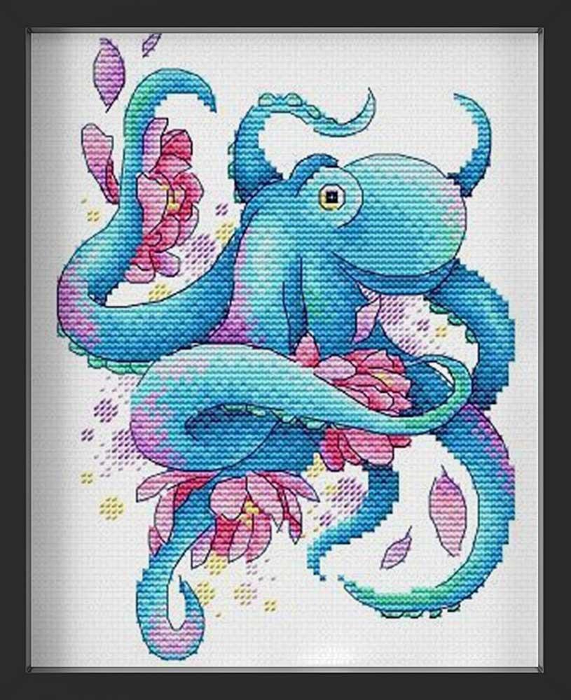 Kreuzstich - Oktopus | 19x14 cm