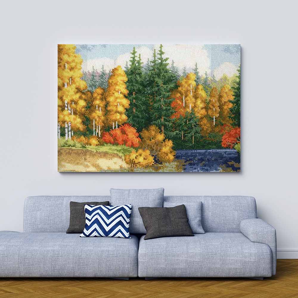 Kreuzstich - Goldener Herbst | 25x40 cm - Diy - Fadenkunst