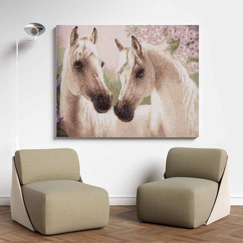 Kreuzstich - Arabische Pferde | 25x40 cm - Diy - Fadenkunst