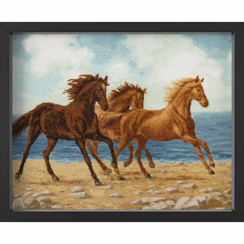 Kreuzstich - Pferde | 35x50 cm - Diy - Fadenkunst