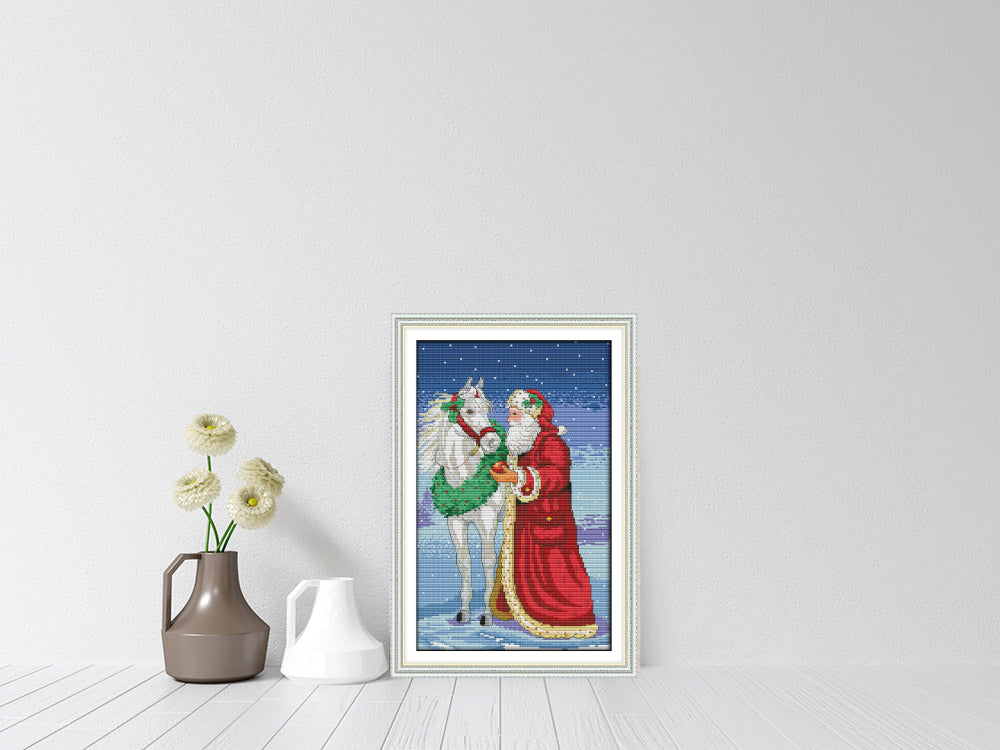 Kreuzstich |  Nikolaus mit Pferd - 25 x  42 cm
