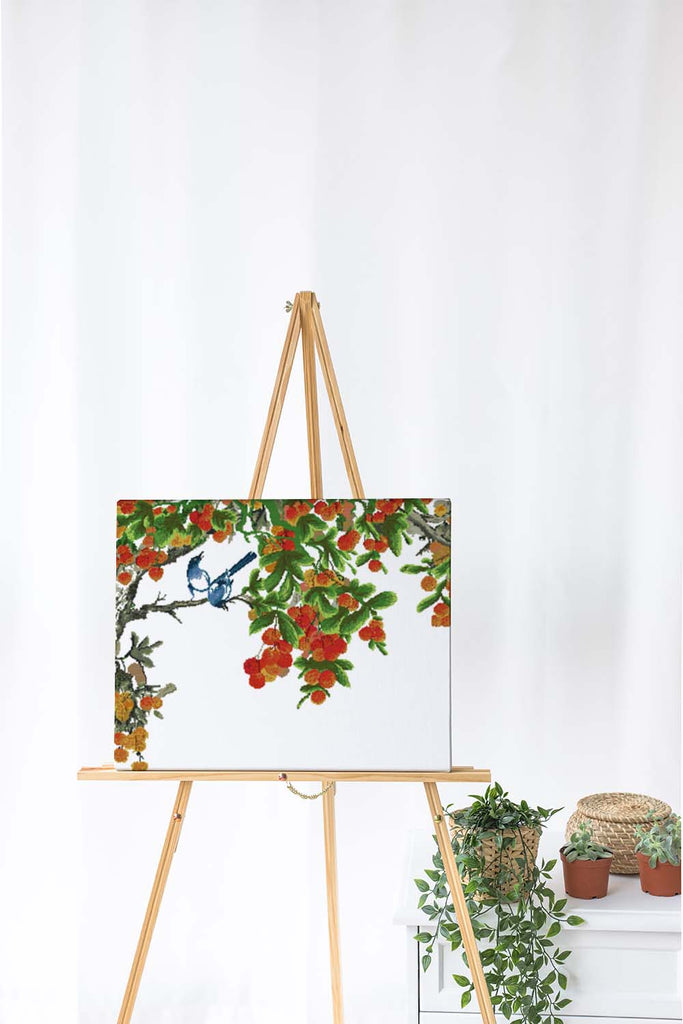 Kreuzstich -  Vögel auf einem Baum | 100x55 cm - Diy - Fadenkunst