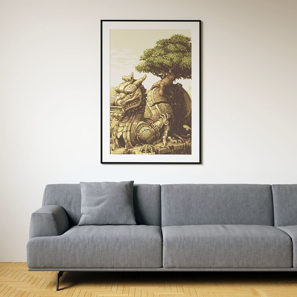 Kreuzstich - Chinesischer Drache | 70x60 cm - Diy - Fadenkunst