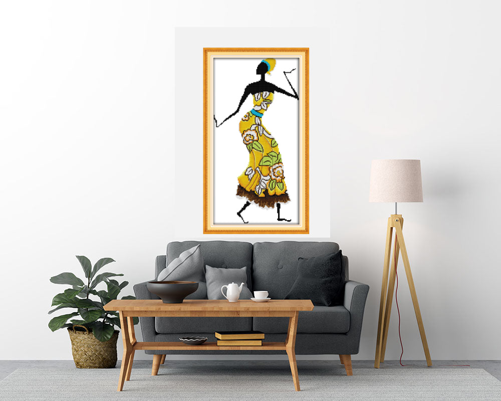 Kreuzstich | Afrikanerin beim Tanz - 11x22cm