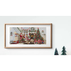 Kreuzstich - Weihnachtsmann im Haus | 65x29 cm