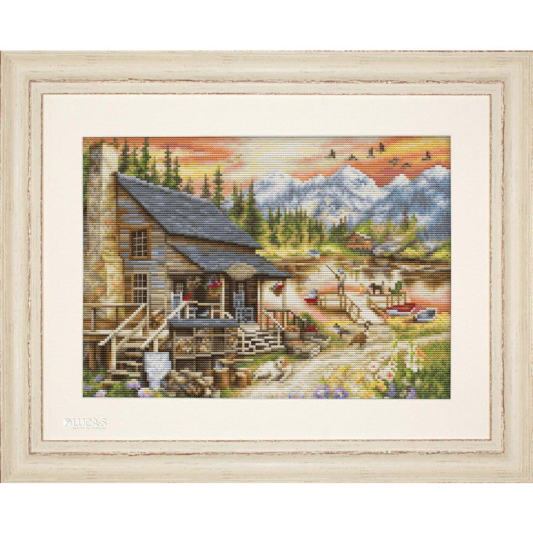 Kreuzstich -  | Holzhaus am See  31x22 cm