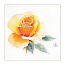 Kreuzstich - Aquarel Rosen - Elegantes Gelb | 26x24 cm