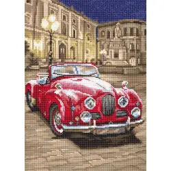 Kreuzstich - Roter Sportwagen | 27x19 cm
