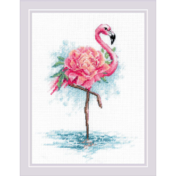 Kreuzstich -  | Blühender Flamingo  18x24 cm