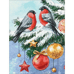 Diamond Painting - Dompfaffe im Weihnachtsbaum | 30x40 cm