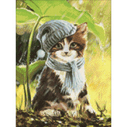 Diamond Painting - Katze mit Mütze und Schal | 30x40 cm