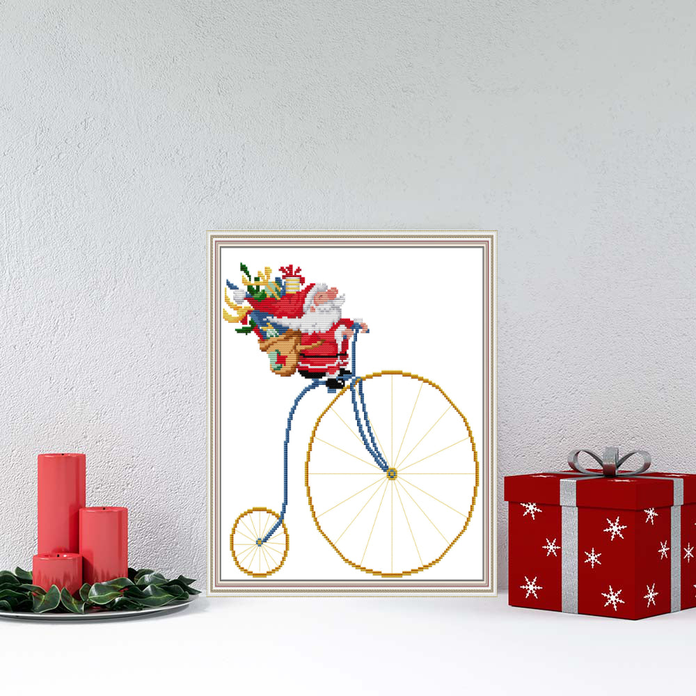 Kreuzstich | Nikolaus auf einem Rad - 15 x 16 cm